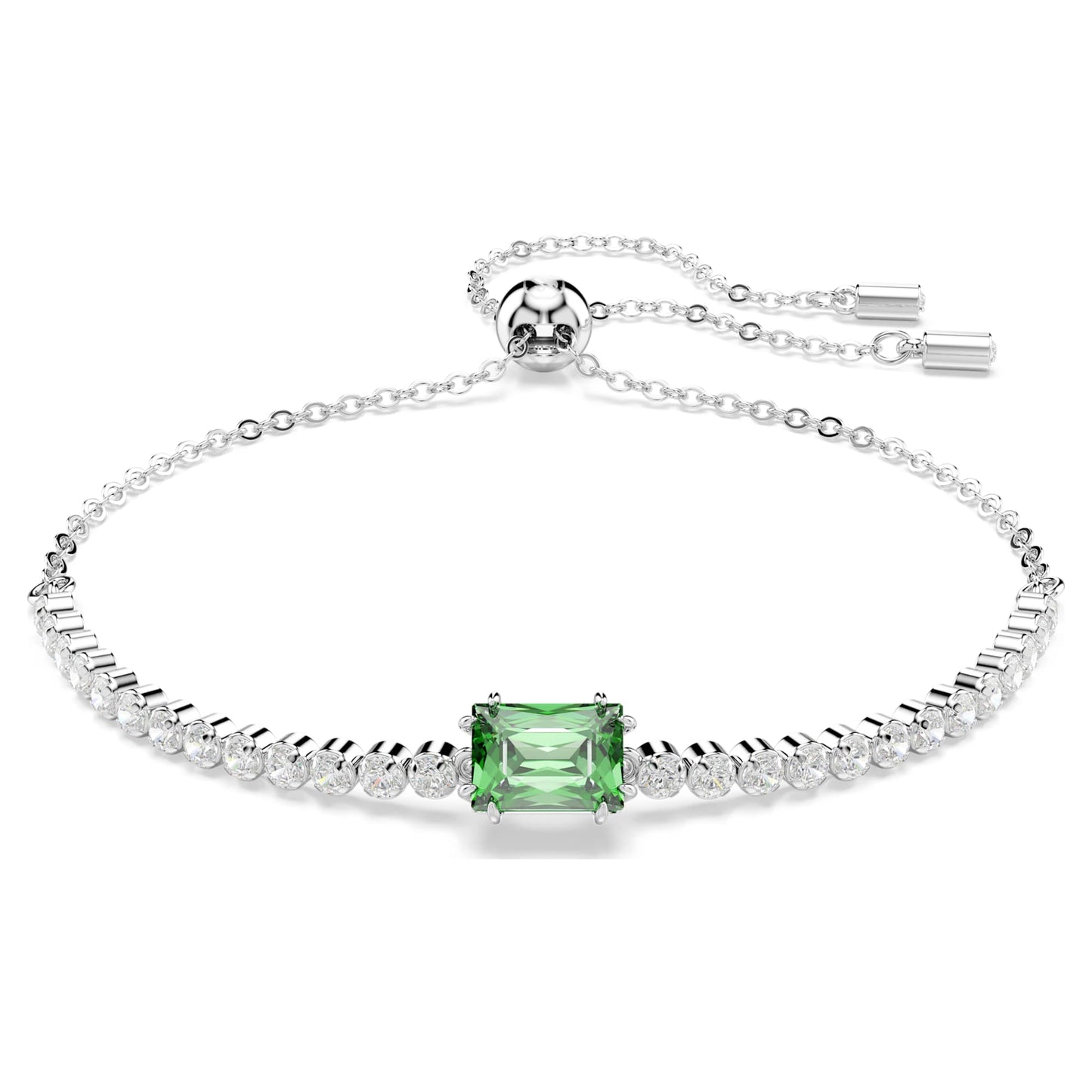 Bracciale Swarovski Matrix Tennis Taglio misto, Verde, Placcato rodio