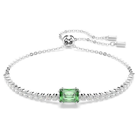 Bracciale Swarovski Matrix Tennis Taglio misto, Verde, Placcato rodio