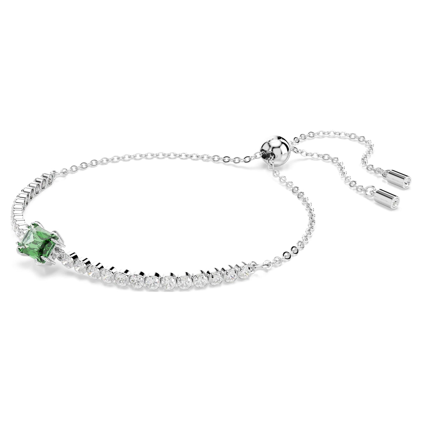 Bracciale Swarovski Matrix Tennis Taglio misto, Verde, Placcato rodio