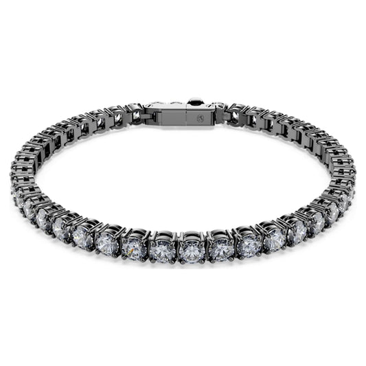 Bracciale Swarovski Re Matrix Tennis Taglio Round, Grigio, Placcato rutenio - Misura M