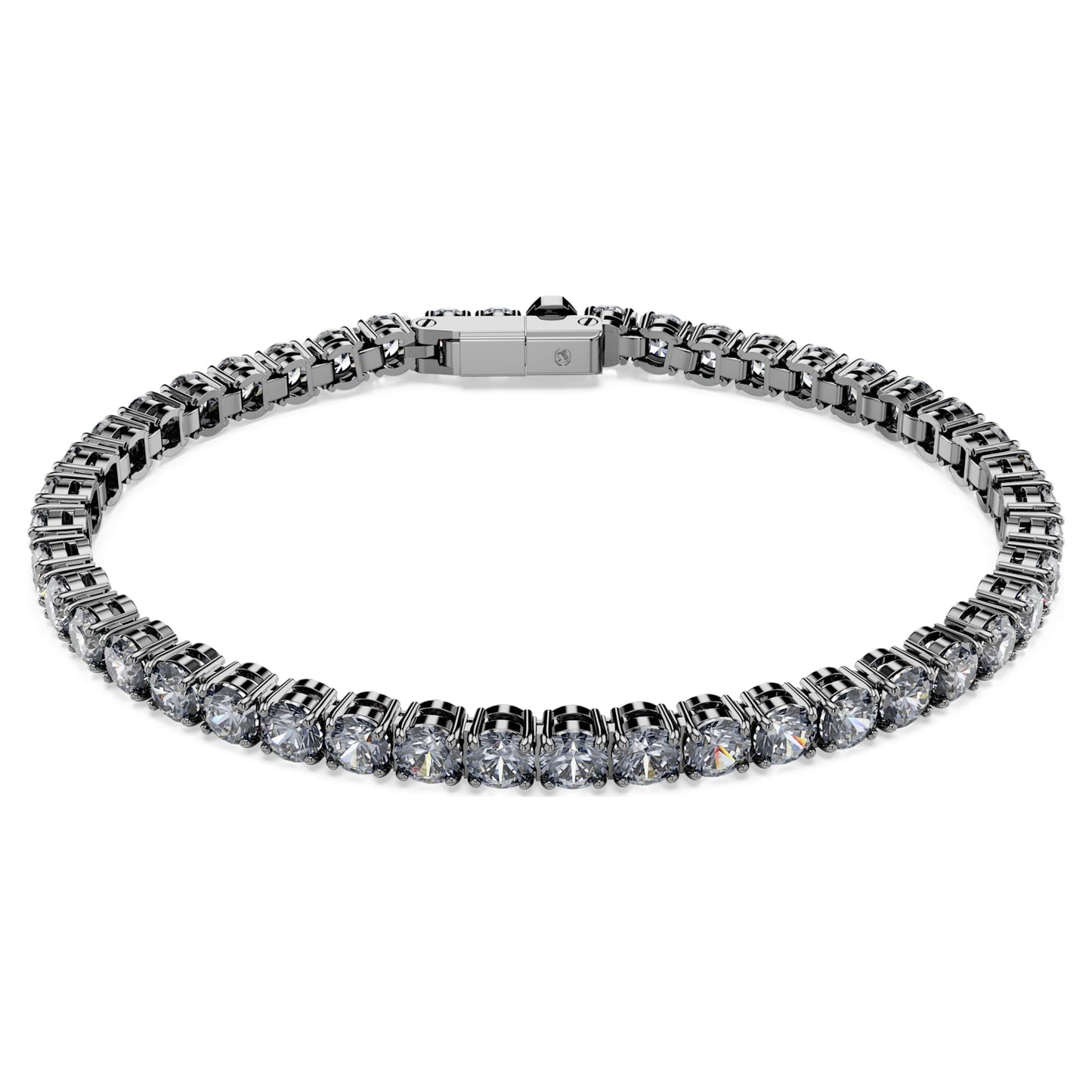 Bracciale Swarovski Matrix Tennis Taglio Round, Grigio, Placcato rutenio
