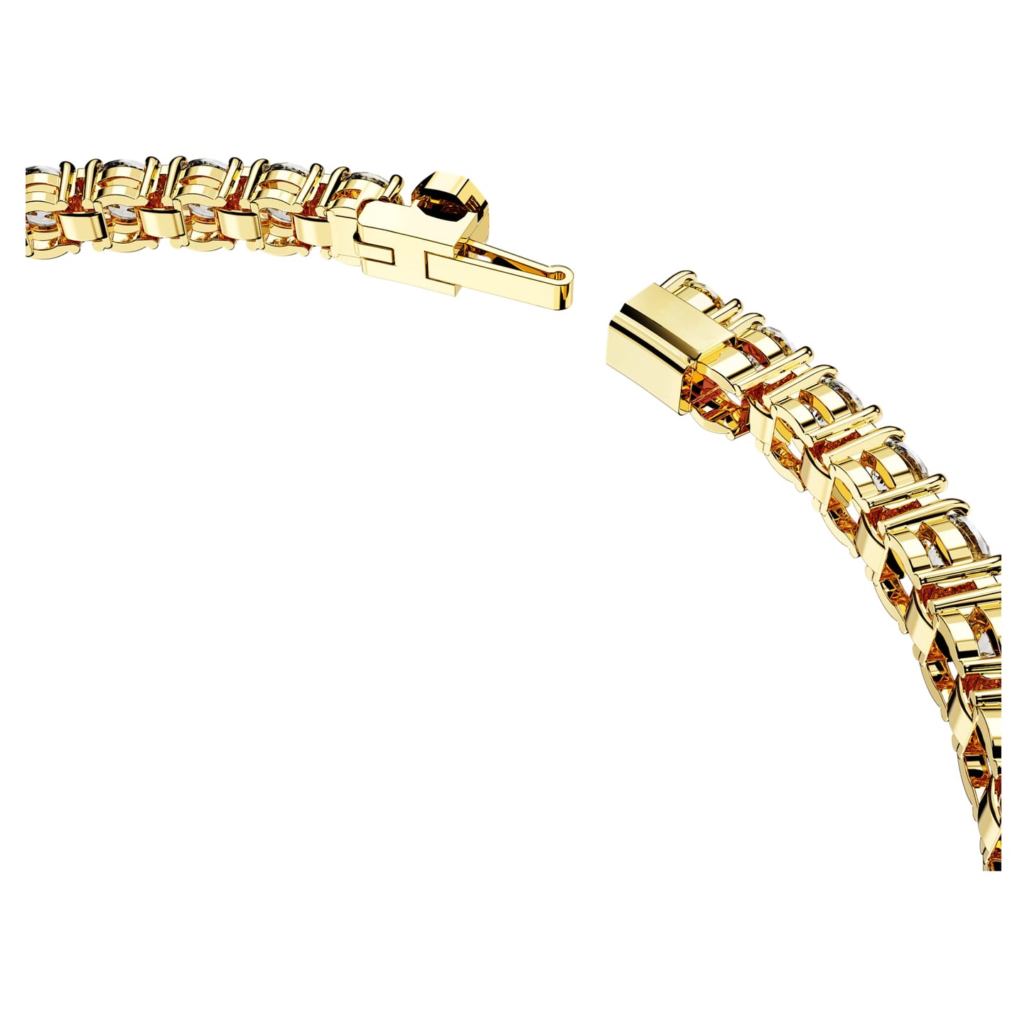 Bracciale Tennis Swarovski Matrix Taglio tondo, Bianco, Placcato color oro