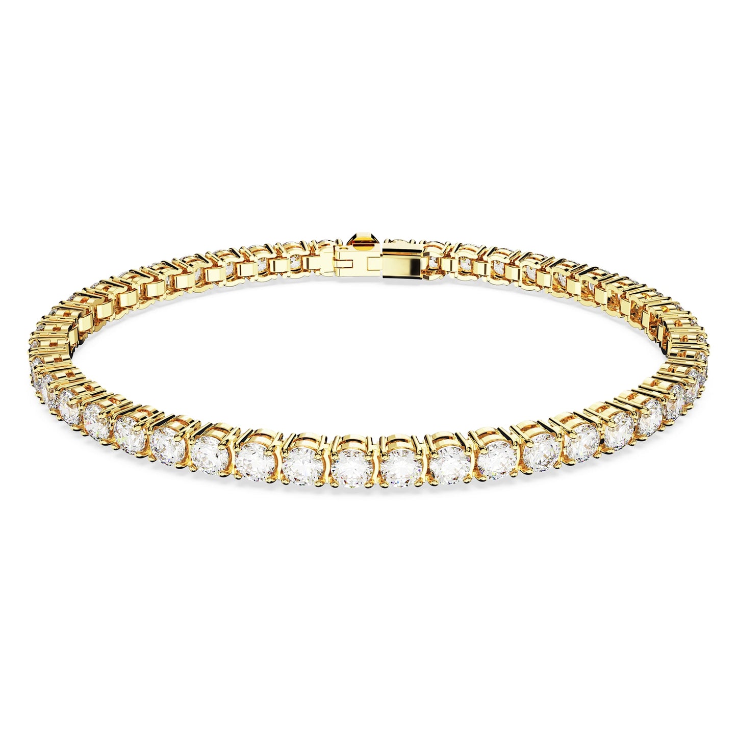 Bracciale Tennis Swarovski Matrix Taglio tondo, Bianco, Placcato color oro
