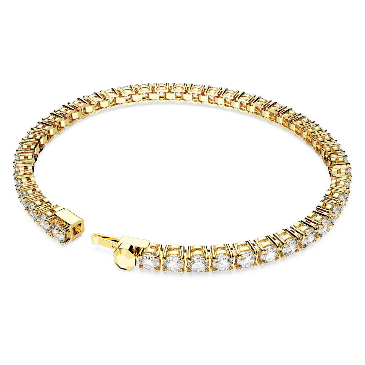 Bracciale Tennis Swarovski Matrix Taglio tondo, Bianco, Placcato color oro