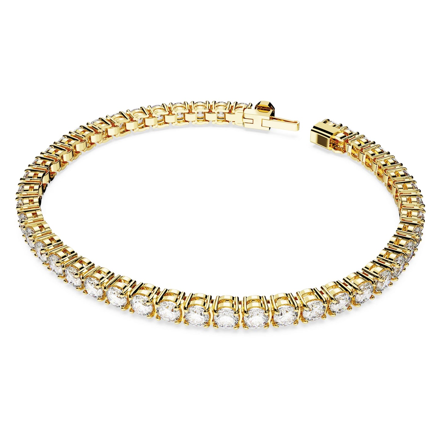 Bracciale Tennis Swarovski Matrix Taglio tondo, Bianco, Placcato color oro