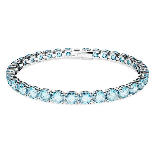 Bracciale Swarovski Matrix Taglio tondo, Blu, Placcato rodio