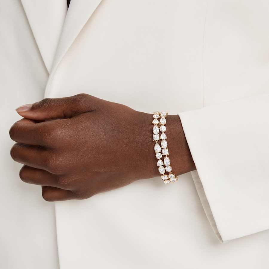 Bracciale Swarovski Mesmera Taglio misto, Bianco, Placcato color oro - Misura M