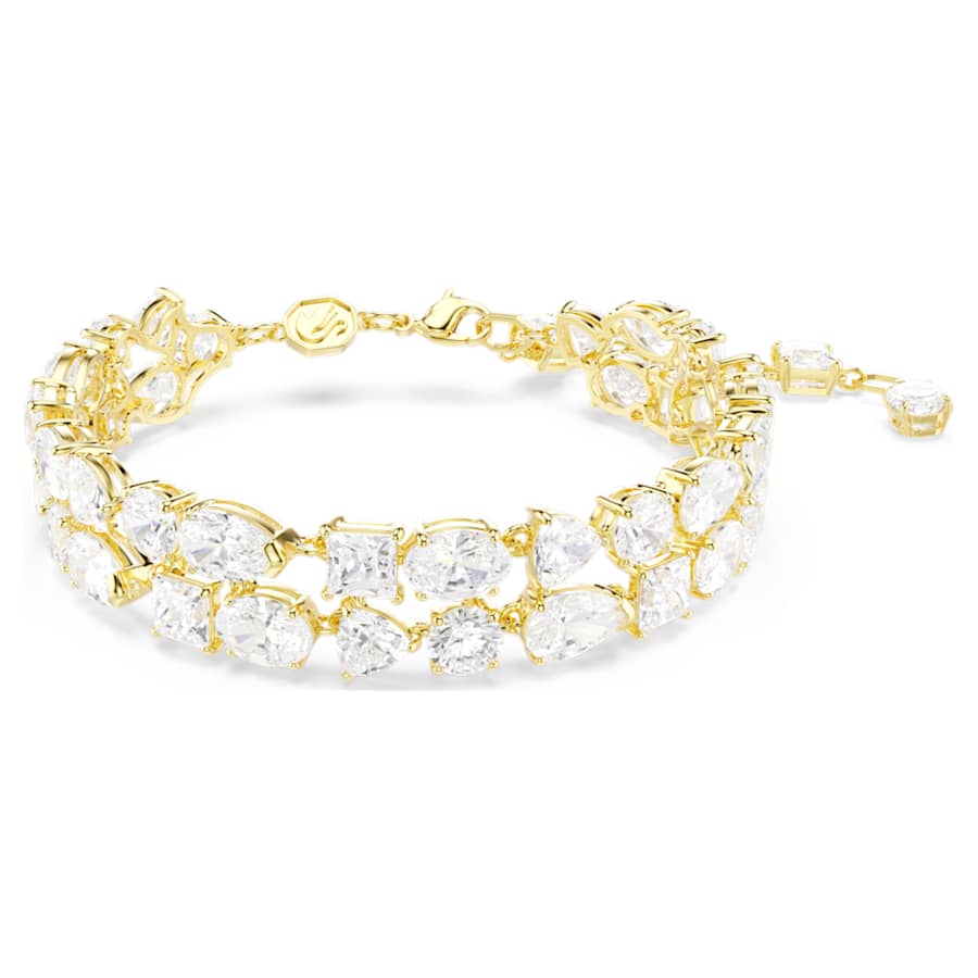 Bracciale Swarovski Mesmera Taglio misto, Bianco, Placcato color oro - Misura M