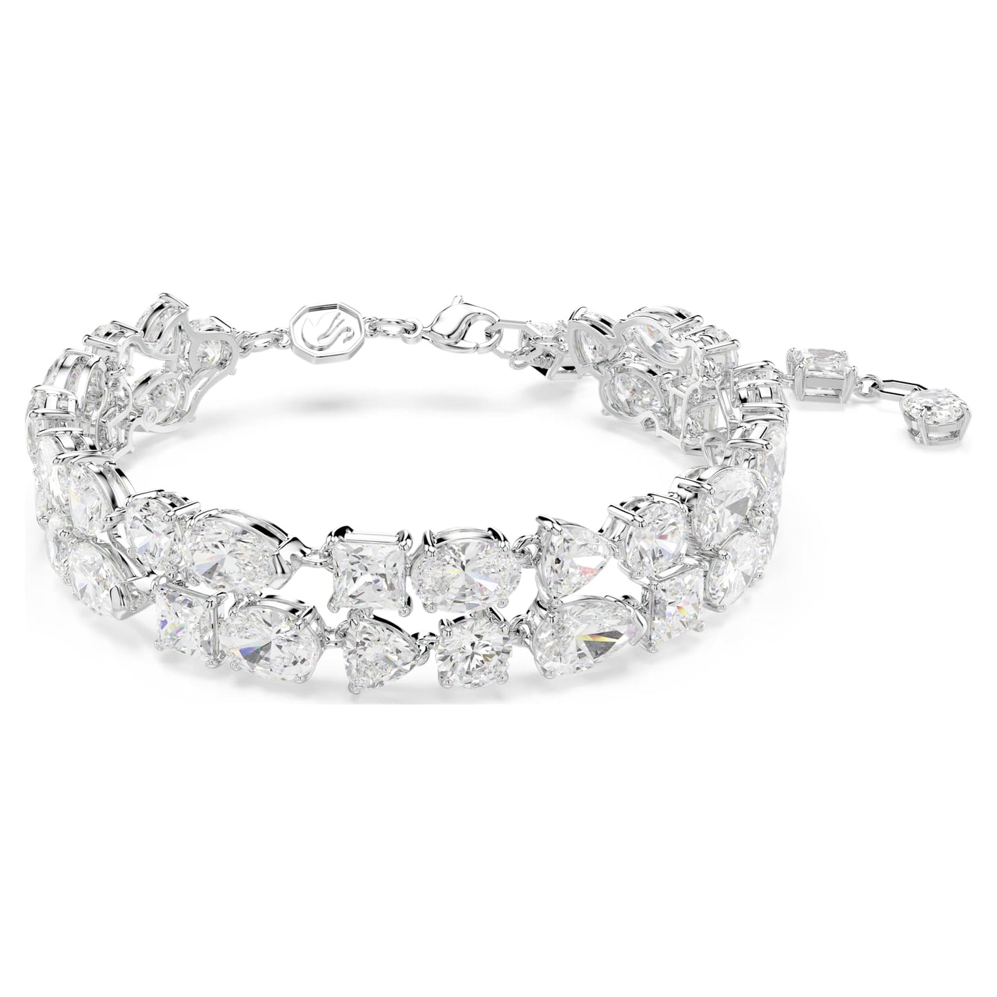 Bracciale Swarovski Mesmera Taglio misto, Bianco, Placcato rodio