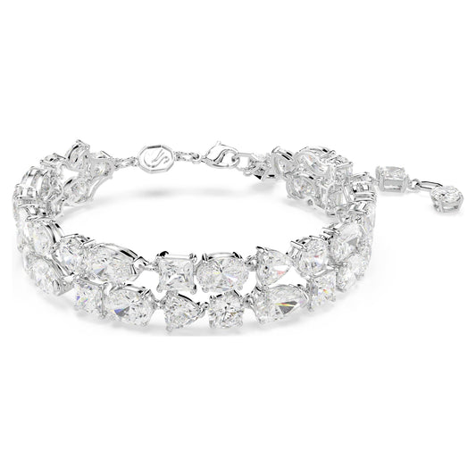 Bracciale Swarovski Mesmera Taglio misto, Bianco, Placcato rodio