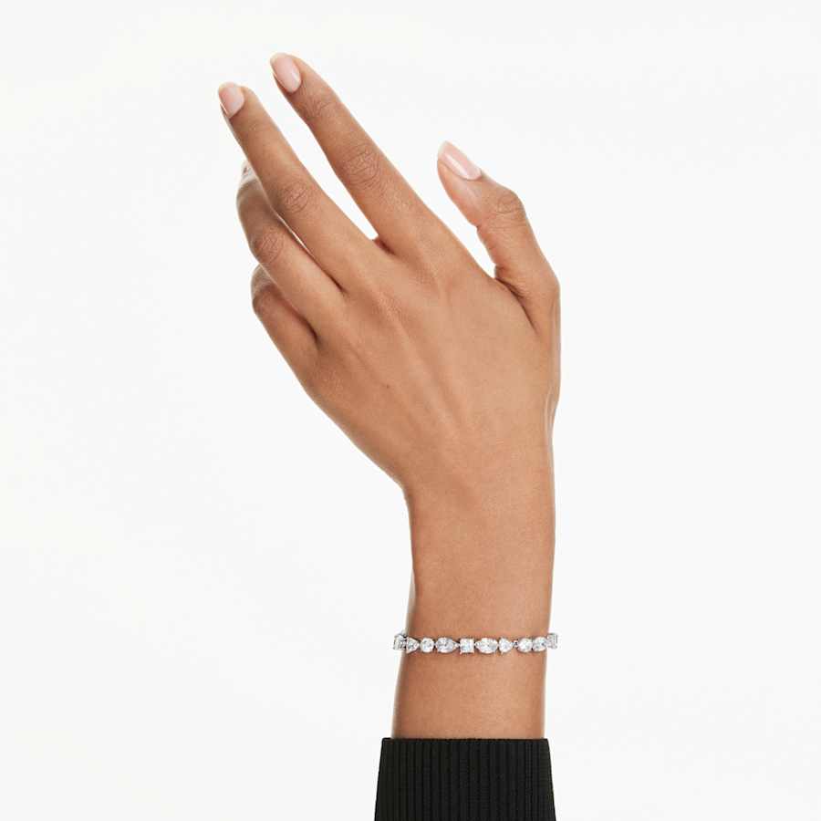 Bracciale Swarovski Mesmera Taglio misto, Bianco, Placcato rodio