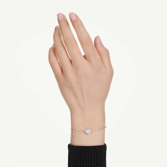 Bracciale Swarovski Una Angelic Taglio Round, Bianco, Placcato rodio