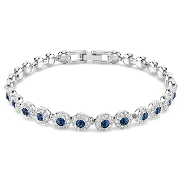 Bracciale Swarovski Una Angelic Taglio Round, Blu, Placcato rodio