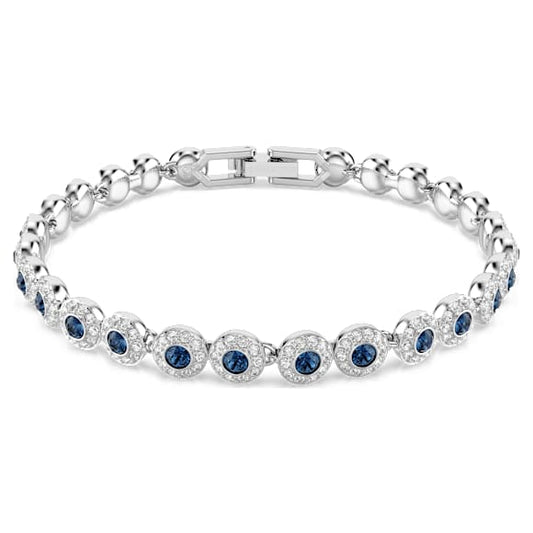 Bracciale Swarovski Una Angelic Taglio Round, Blu, Placcato rodio