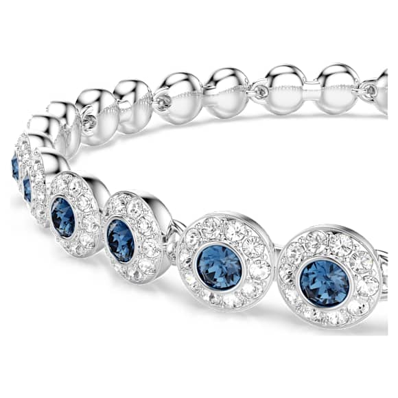 Bracciale Swarovski Una Angelic Taglio Round, Blu, Placcato rodio