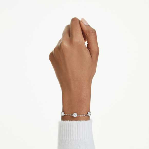 Bracciale Swarovski Una Angelic Taglio Round, Motivi a doppia faccia, Bianco, Placcato rodio