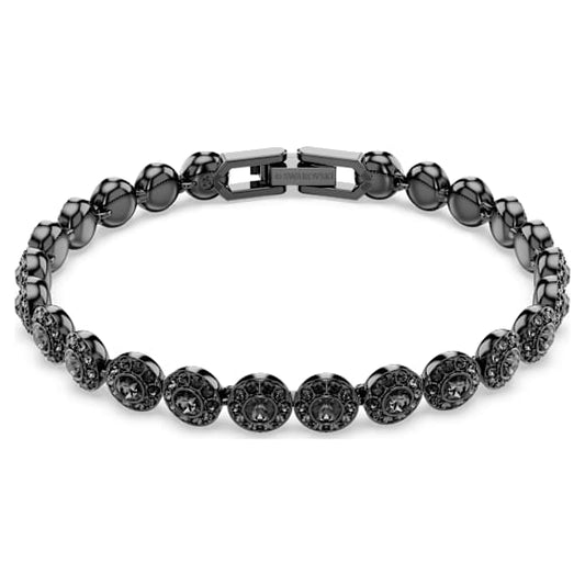 Bracciale Swarovski Una Angelic Taglio Round, Nero, Placcato rutenio