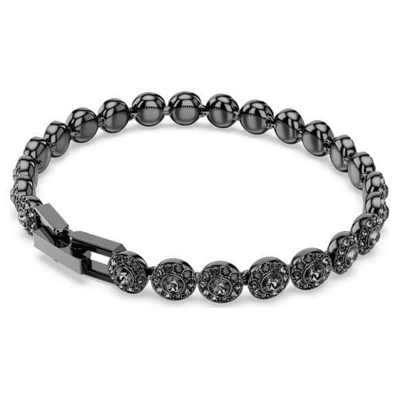 Bracciale Swarovski Una Angelic Taglio Round, Nero, Placcato rutenio