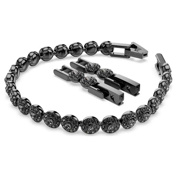 Bracciale Swarovski Una Angelic Taglio Round, Nero, Placcato rutenio