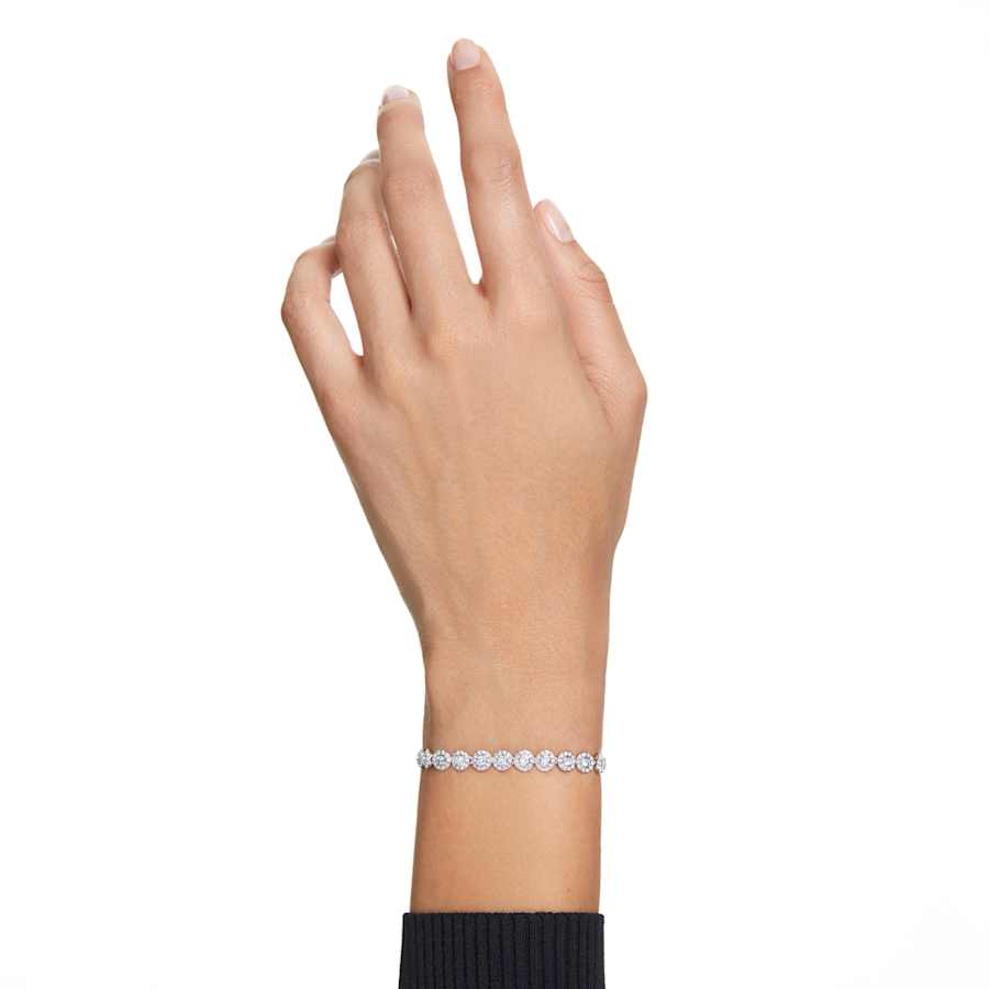 Bracciale Swarovski Una Angelic Taglio Round, Piccolo, Bianco, Placcato rodio