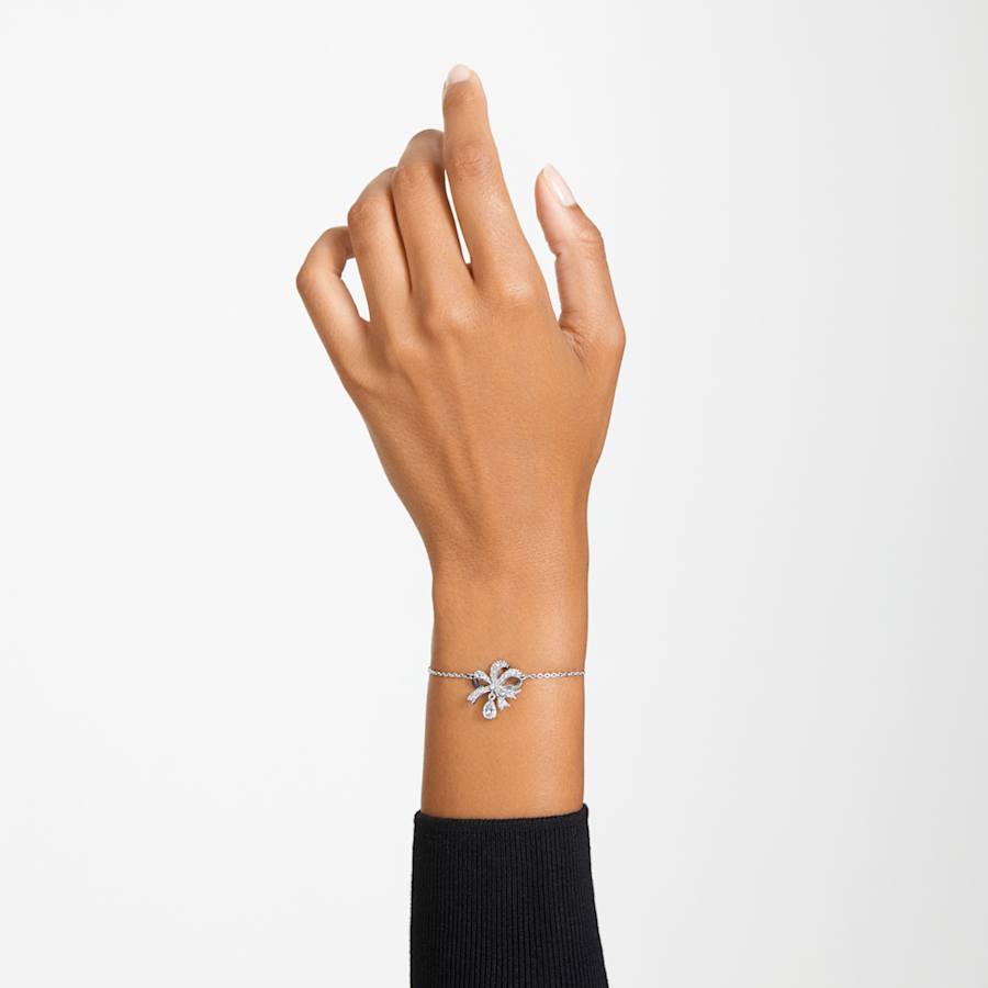 Bracciale Swarovski Hyperbola Volta Fiocco, Bianco, Placcato rodio