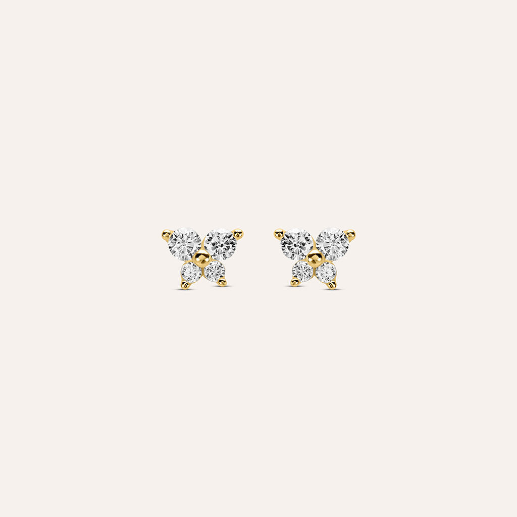 Orecchini Stroili Bon Ton Lobo Farfalla Oro Giallo 9 Kt E Zirconi