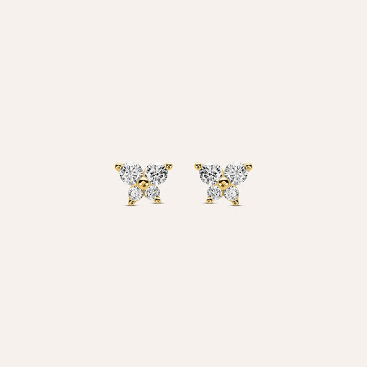 Orecchini Stroili Bon Ton Lobo Farfalla Oro Giallo 9 Kt E Zirconi