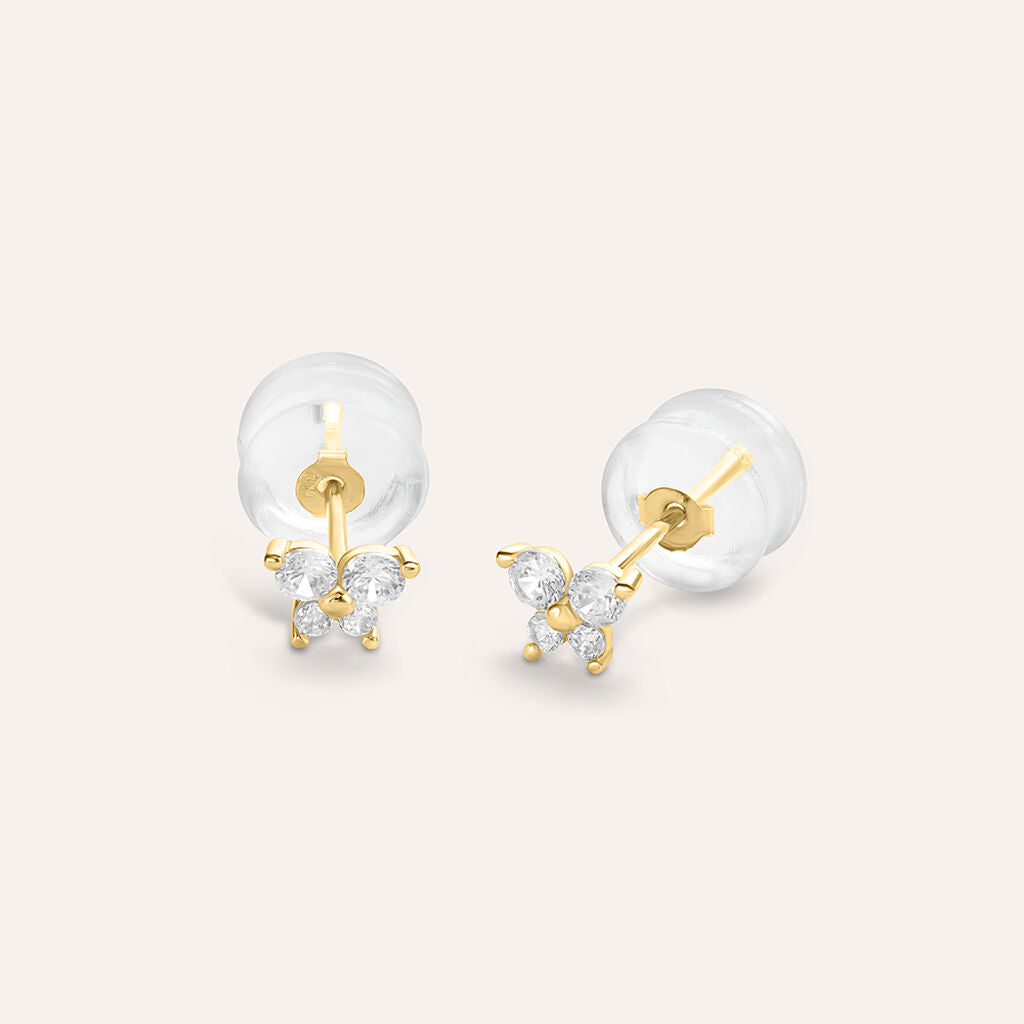 Orecchini Stroili Bon Ton Lobo Farfalla Oro Giallo 9 Kt E Zirconi