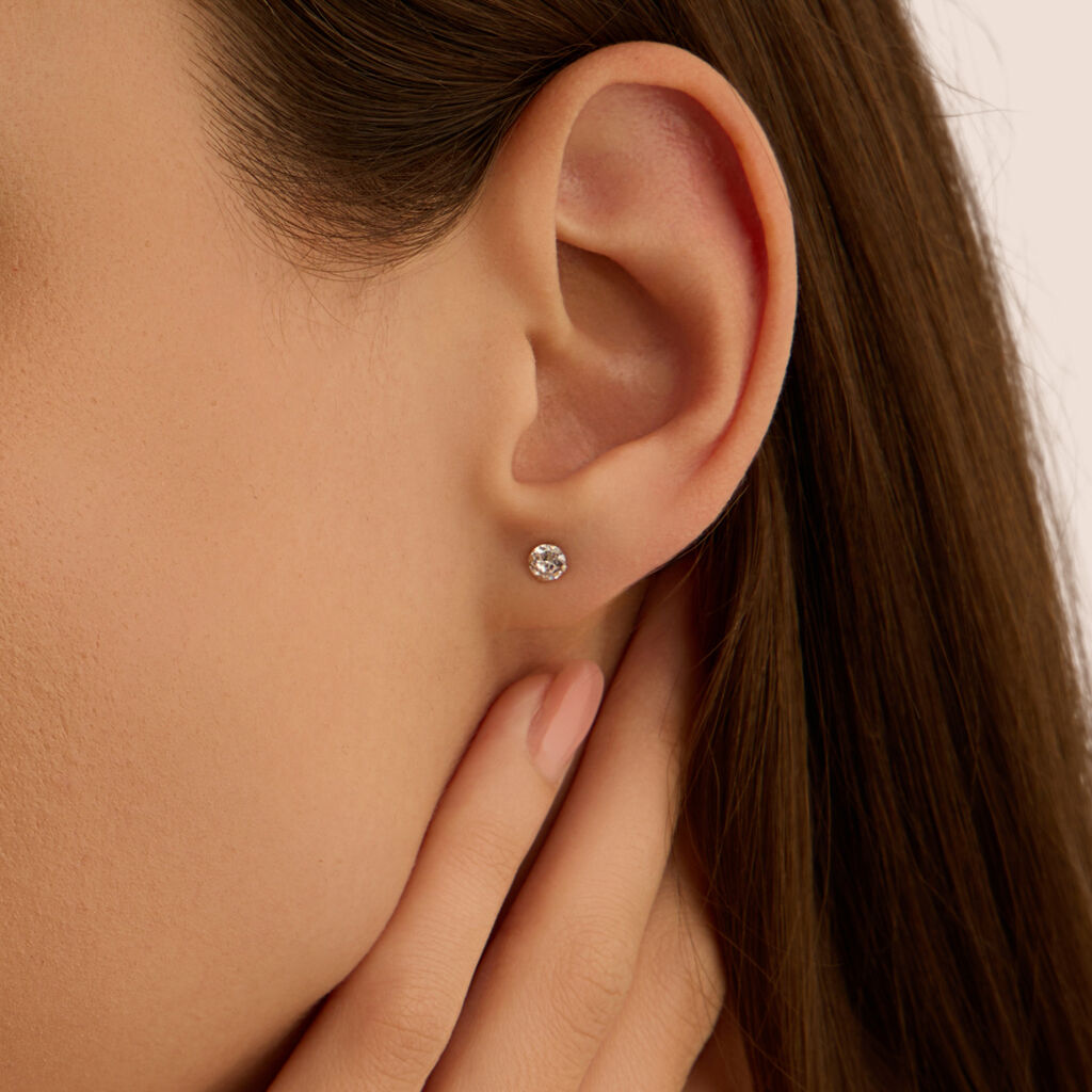 Orecchini a Lobo Stroili Bon Ton Punti Luce Grandi Oro Bianco 9 Kt Cubic Zirconia