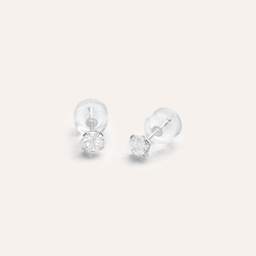 Orecchini a Lobo Stroili Bon Ton Punti Luce Grandi Oro Bianco 9 Kt Cubic Zirconia