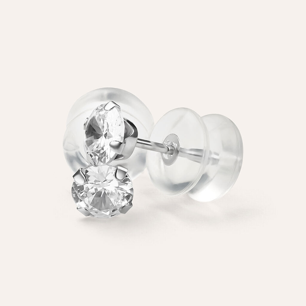 Orecchini a Lobo Stroili Bon Ton Punti Luce Grandi Oro Bianco 9 Kt Cubic Zirconia