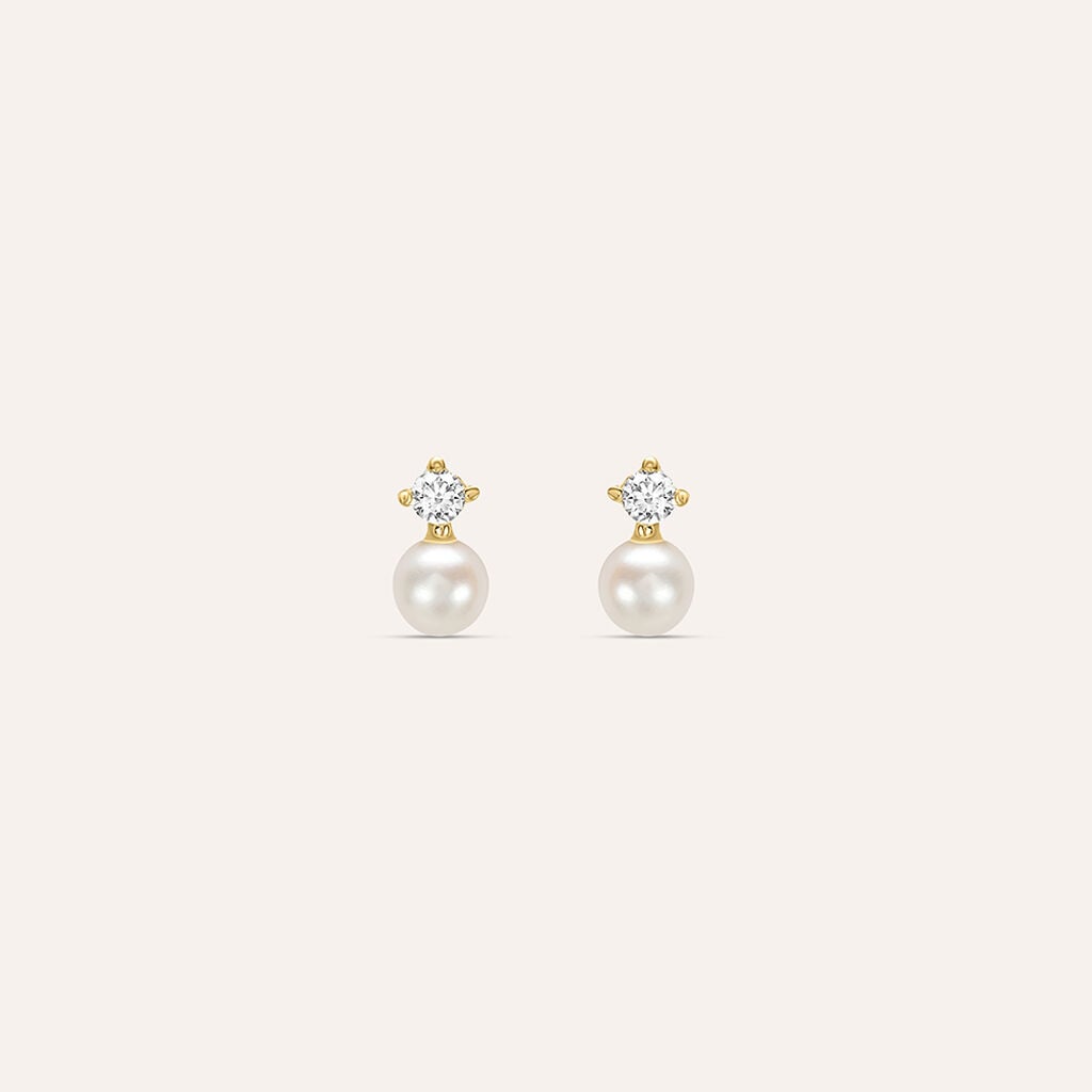 Orecchini a Lobo Stroili Bon Ton Oro 9 Kt Zircone e Perla