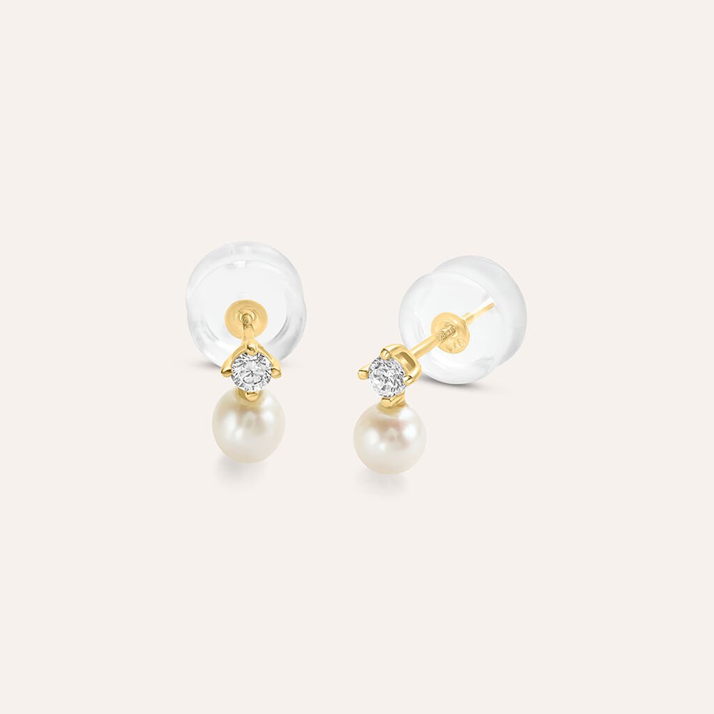 Orecchini a Lobo Stroili Bon Ton Oro 9 Kt Zircone e Perla