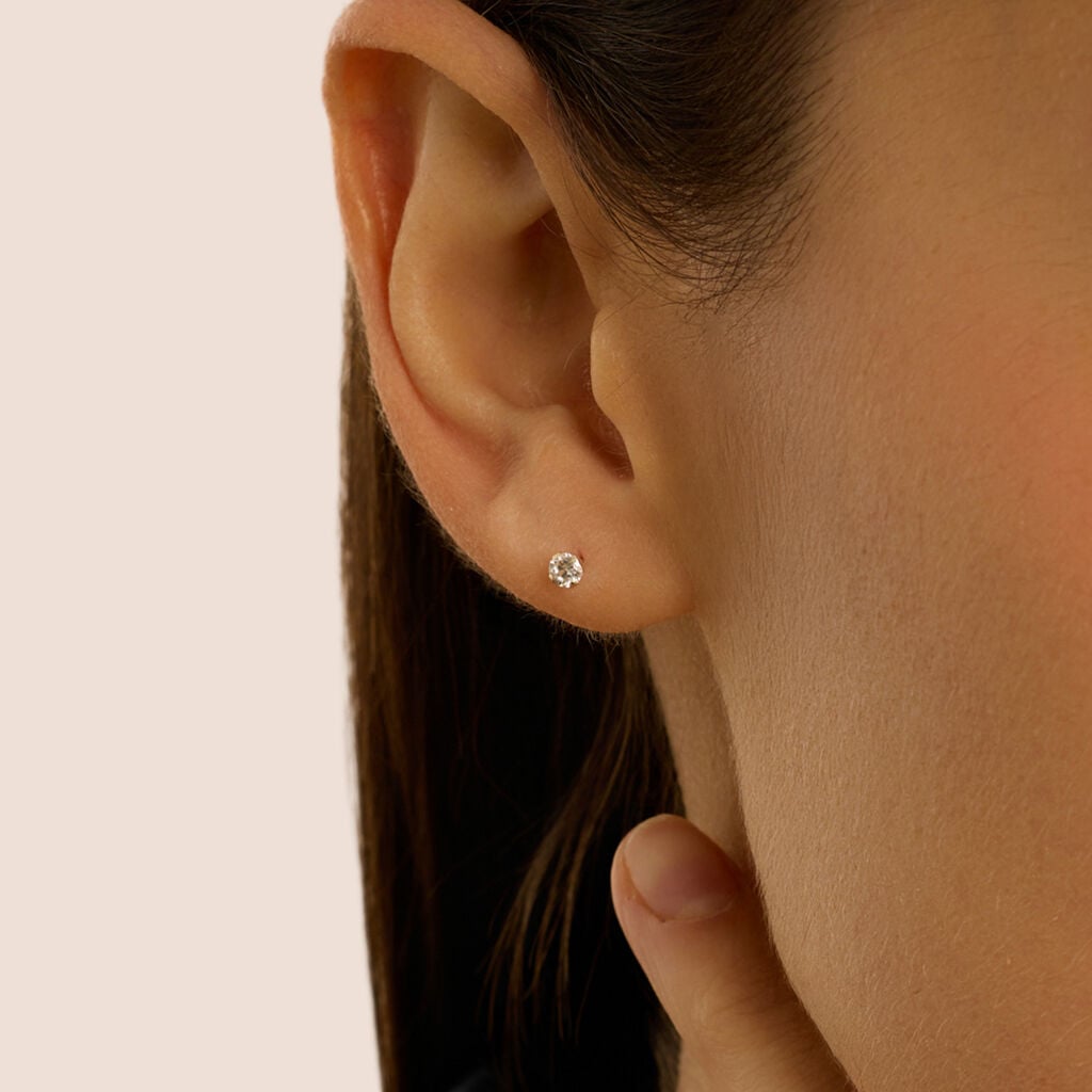 Orecchini Stroili Bon Ton Punti Luce Medi Oro Giallo 9 Kt E Zirconi