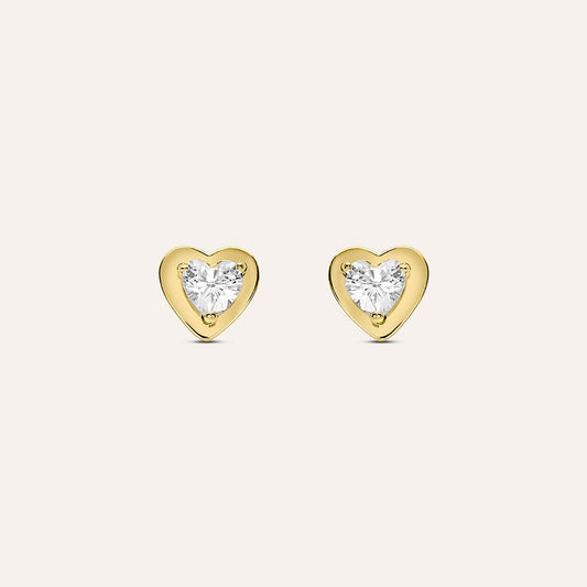Orecchini a Lobo Stroili Bon Ton Cuore Oro Giallo 9 Kt e Cubic Zirconia