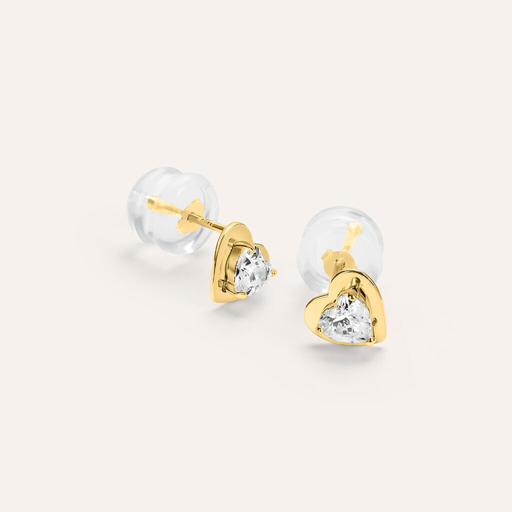 Orecchini a Lobo Stroili Bon Ton Cuore Oro Giallo 9 Kt e Cubic Zirconia