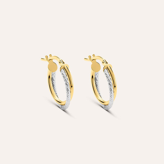 Orecchini a Cerchio Stroili Toujours Oro Bicolore 9 Kt