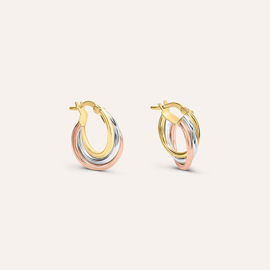 Orecchini a Cerchio Stroili Toujours Oro Tricolore 9 Kt