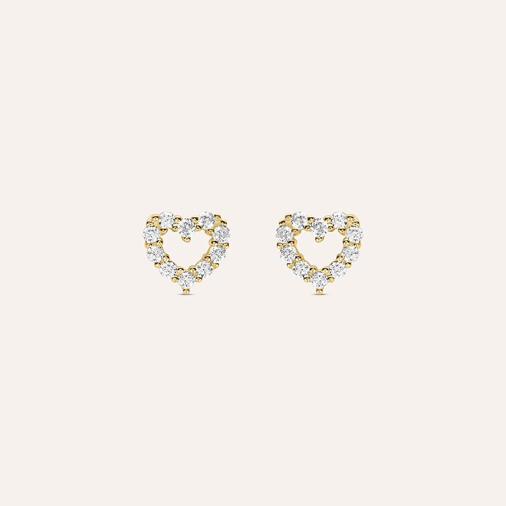 Orecchini a Lobo Stroili Bon Ton Cuore Cubic Zirconia Oro