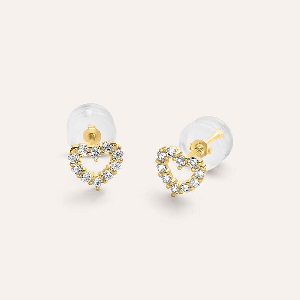 Orecchini a Lobo Stroili Bon Ton Cuore Cubic Zirconia Oro