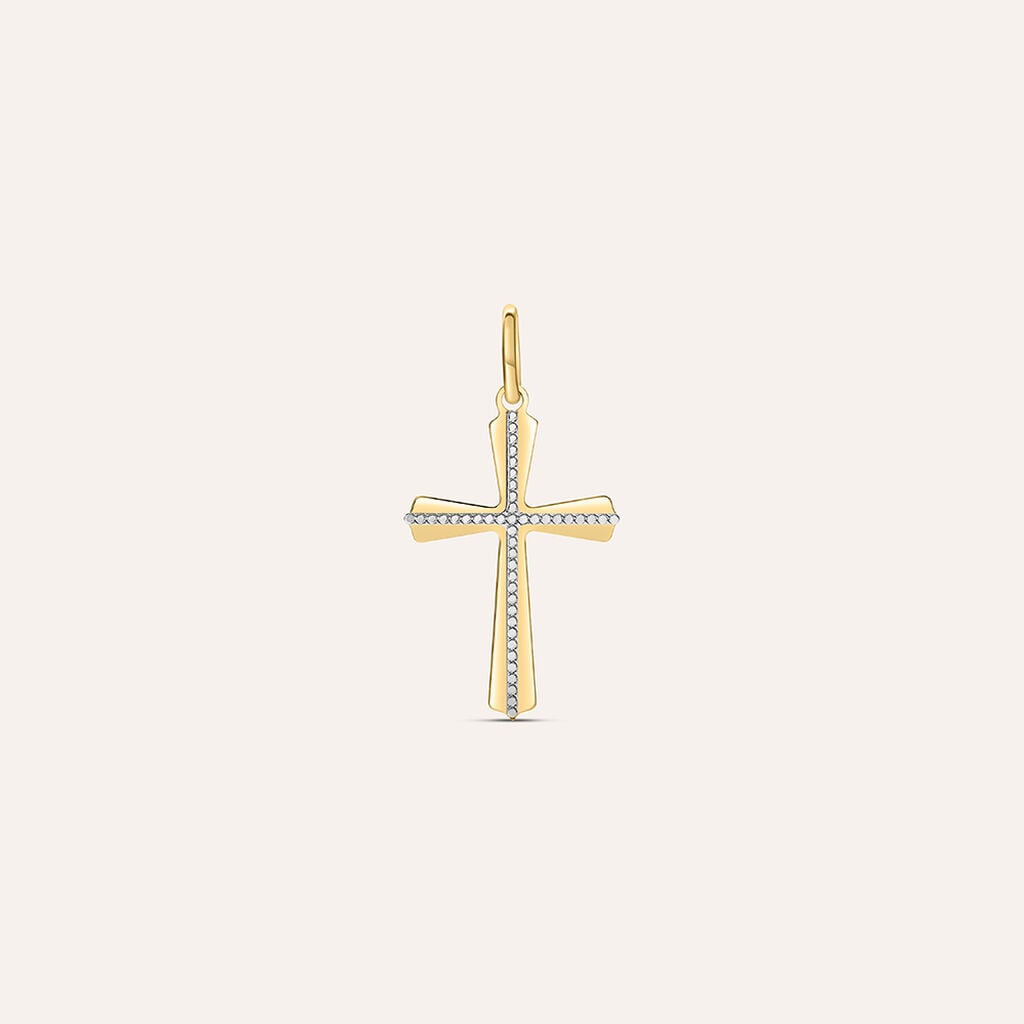 Ciondolo Stroili Holy Croce Oro Giallo/Bianco 9 Kt