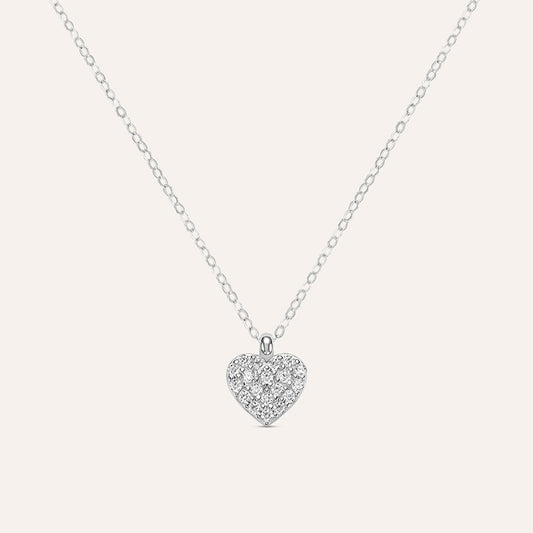 Collana Stroili Claire Oro Bianco 9 Kt Pendente Cuore Pavè Cubic Zirconia