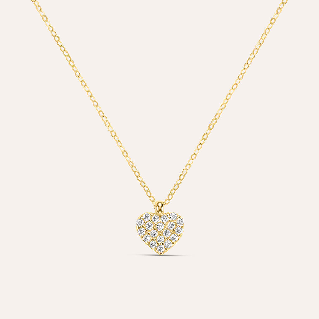 Collana Stroili Claire Oro 9 Kt Pendente Cuore Pavè Cubic Zirconia