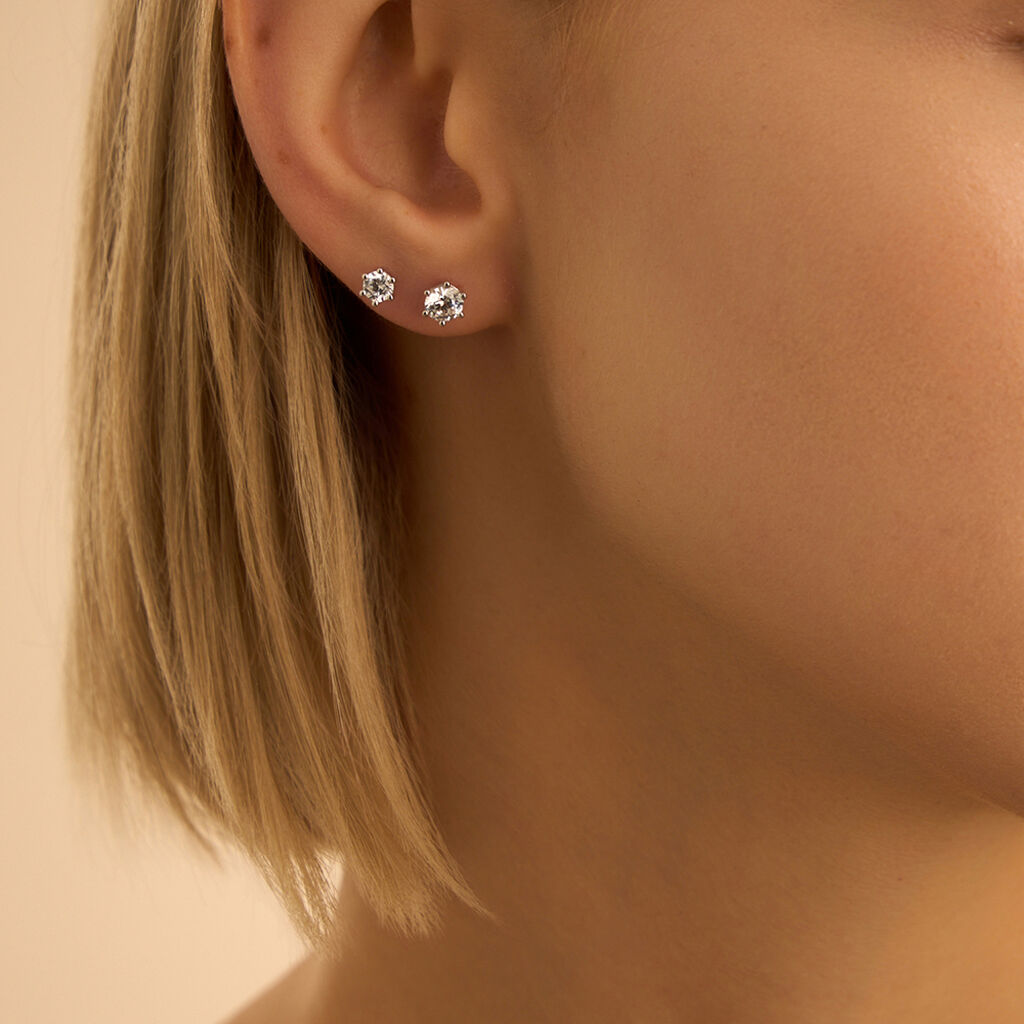 Orecchini a Lobo Stroili Claire Punto Luce Oro Bianco 9 Kt Cubic Zirconia