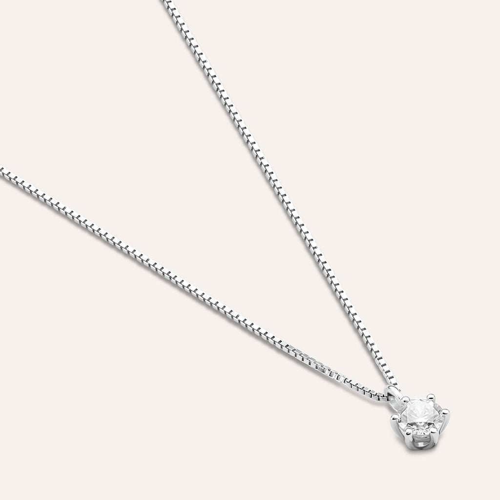 Collana Stroili Claire Punto Luce Oro Bianco 9 Kt Cubic Zirconia