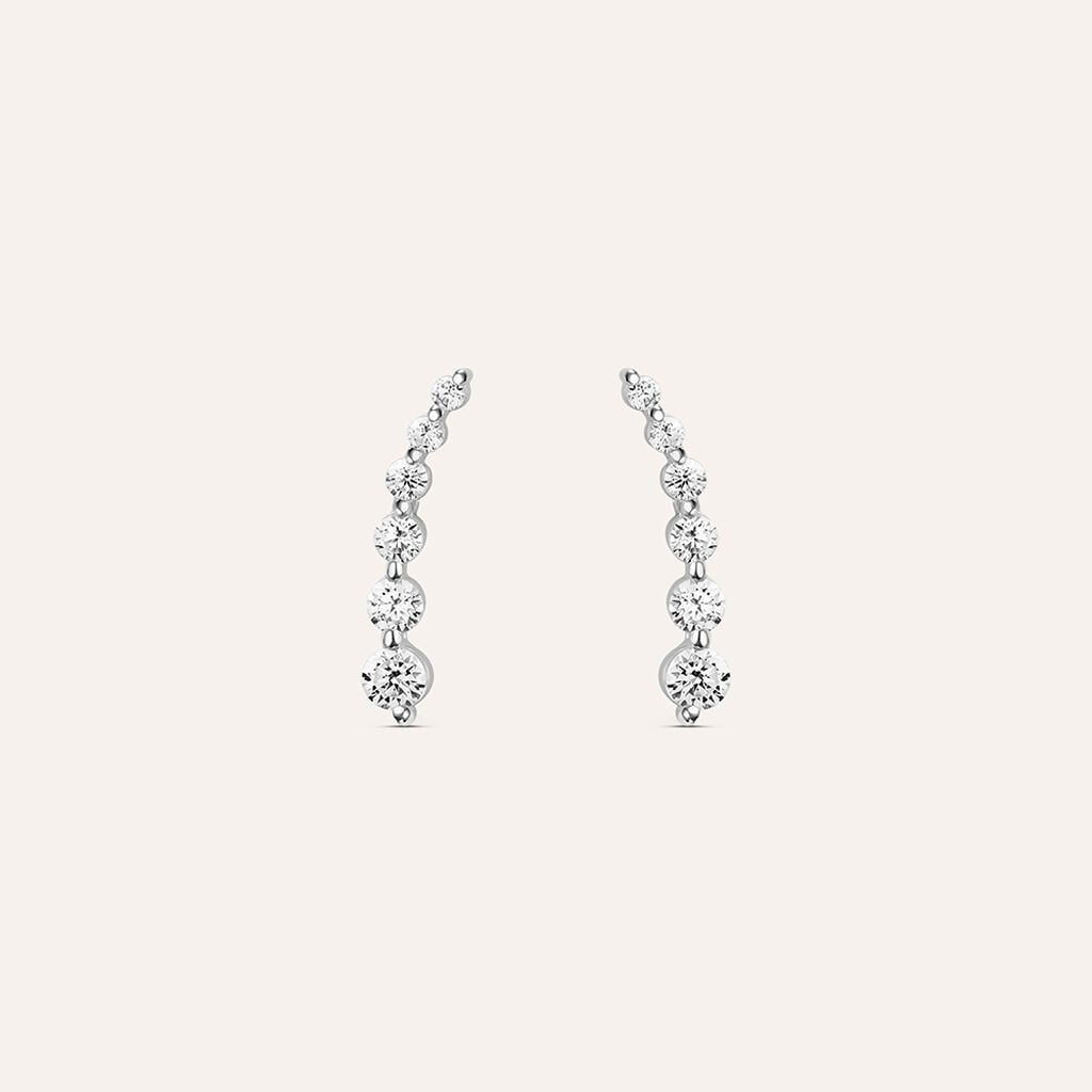 Orecchini a Lobo Stroili Claire Oro Bianco 9 Kt Cubic Zirconia a Decrescere