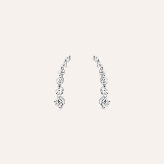 Orecchini a Lobo Stroili Claire Oro Bianco 9 Kt Cubic Zirconia a Decrescere