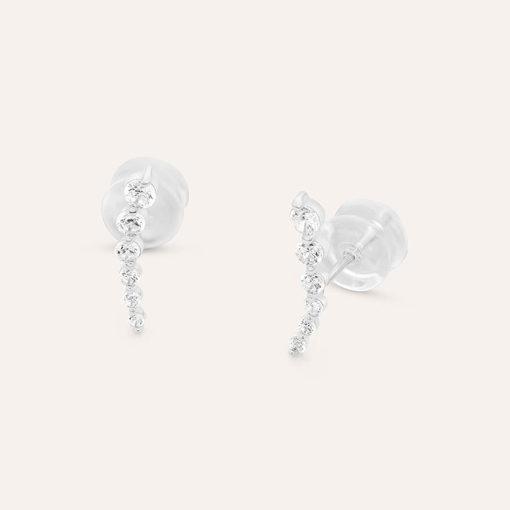 Orecchini a Lobo Stroili Claire Oro Bianco 9 Kt Cubic Zirconia a Decrescere