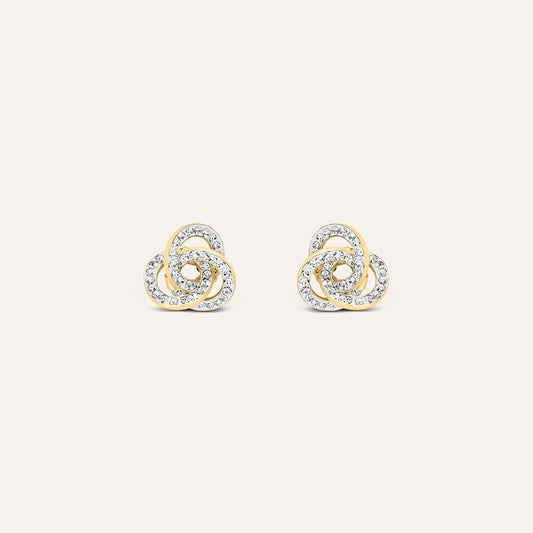 Orecchini Lobo Stroili Christelle Oro Giallo 9 Kt Nodo Con Cristalli Bianchi