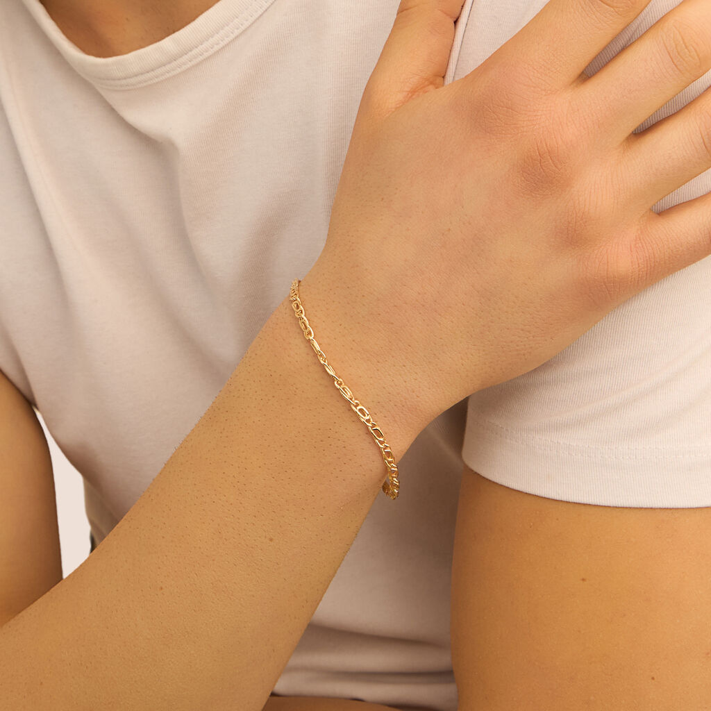 Bracciale Uomo Stroili L'homme Or Catena Oro Giallo 9 Kt Maglia Occhio Di Pernice